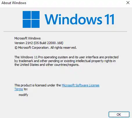 Windows 11 Insider Preview Build 22000.168