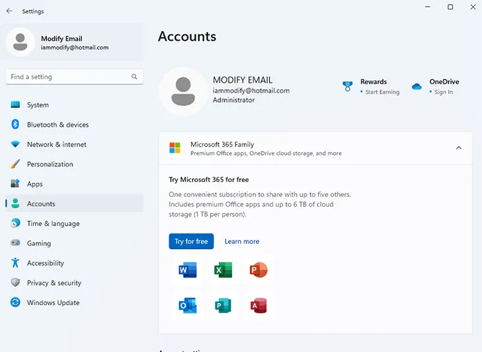 Windows 11 เข้าสู่ระบบด้วย Microsoft account