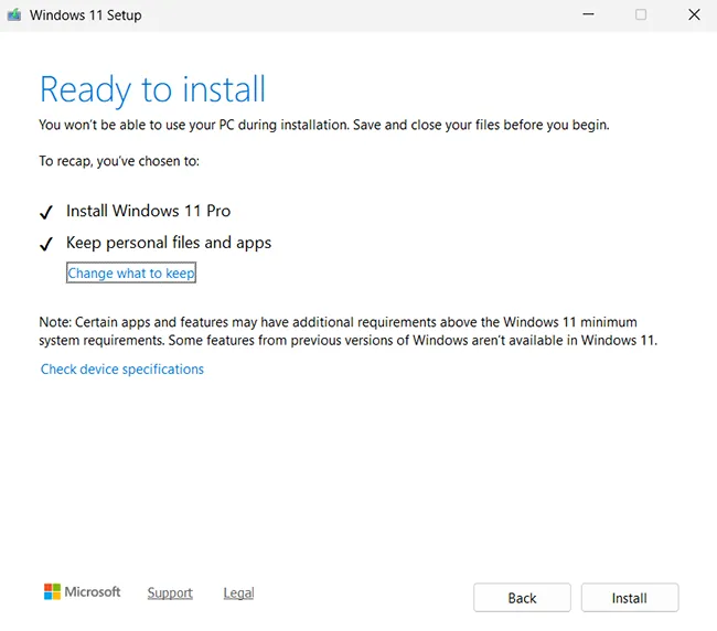 Keep personal files and apps