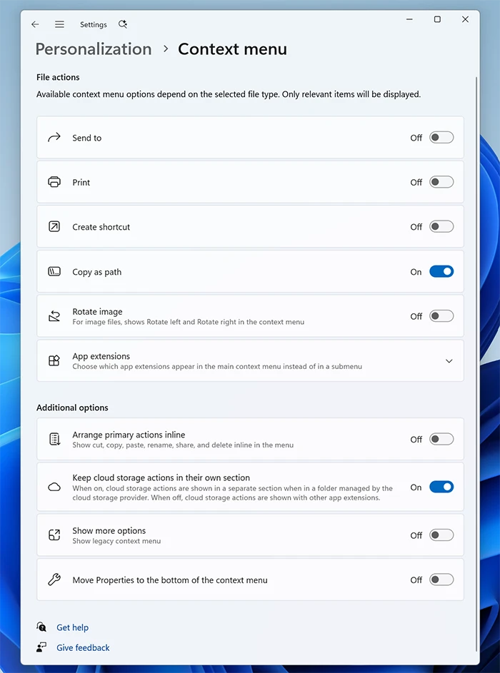 การปรับแต่งเมนูคลิกขวา Windows 11 context-menu-personalisation