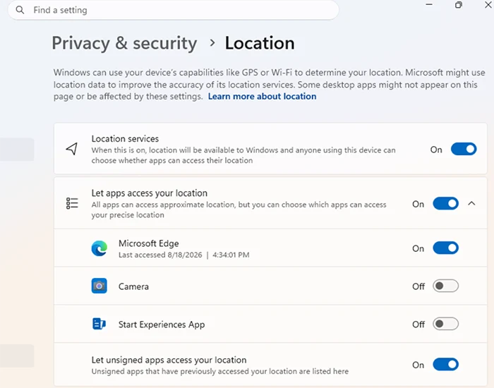 Windows 11 location-privacy