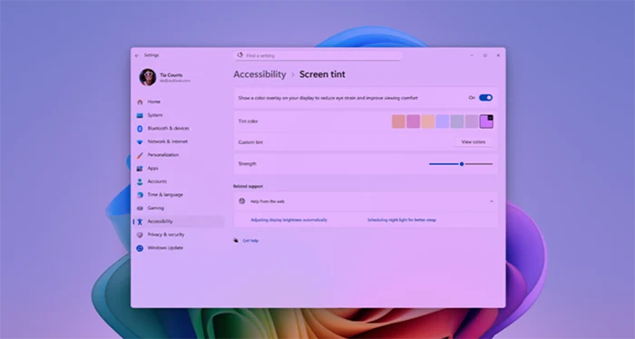 Windows 11 screen tint
