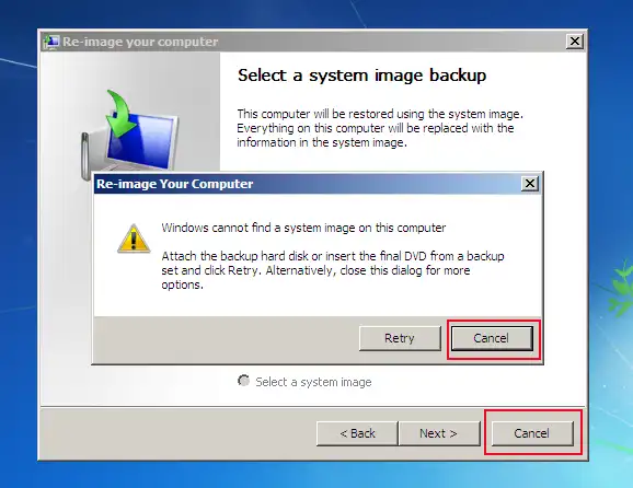 Windows 7 system image backup