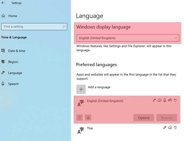 Windows Display language