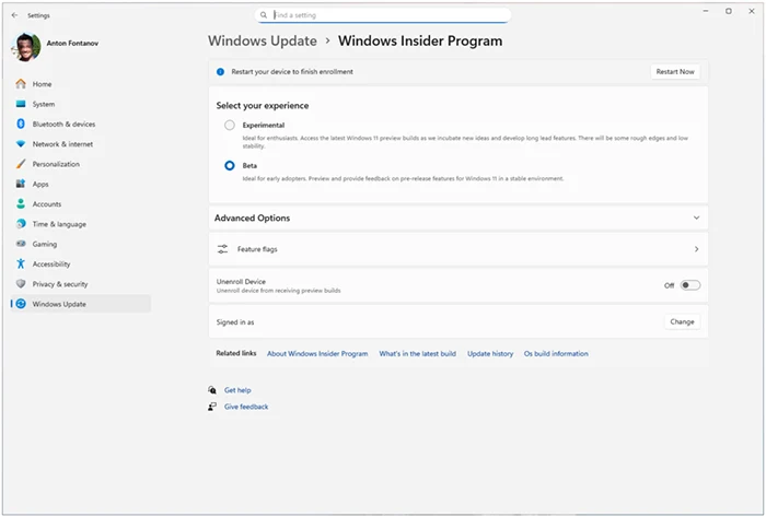 จัดระเบียบ Windows Insider Program เพิ่มการควบคุมฟีเจอร์