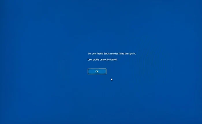 Windows The User Profile Service service failed the sign-in