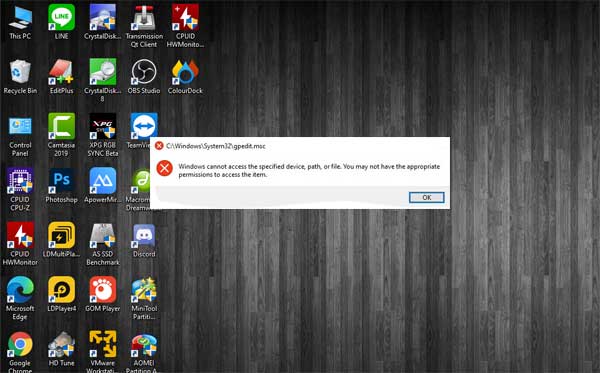 Windows cannot access the specified device, path, or file. You may not have the appropriate permissions to access the item.