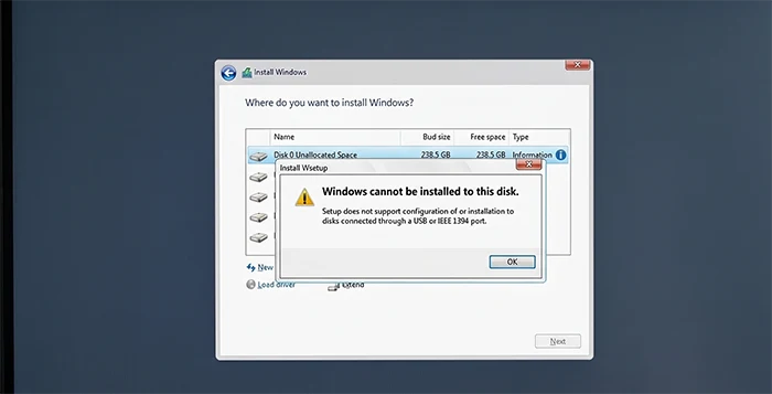 Windows cannot be installed to this disk