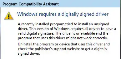 Windows requires a digitally signed driver
