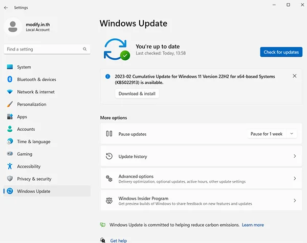 Windows update KB5022913
