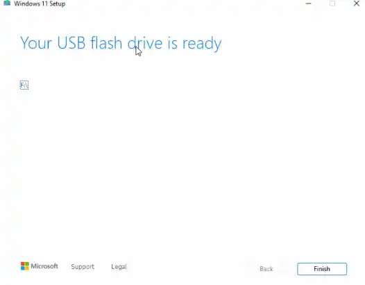 Your USB flash drive is ready Windows 11