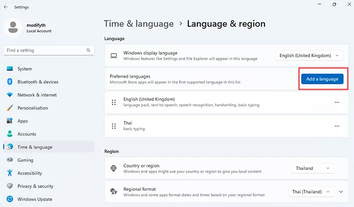 add a language Windows 11