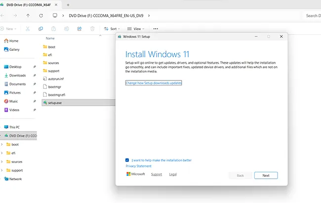 install Windows 11 ios exefile