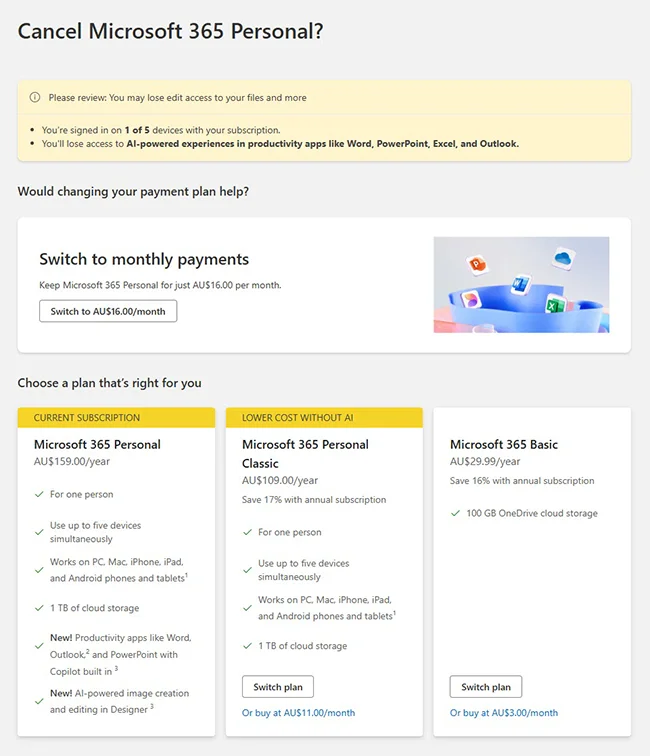 ms cancellation screen accc capture