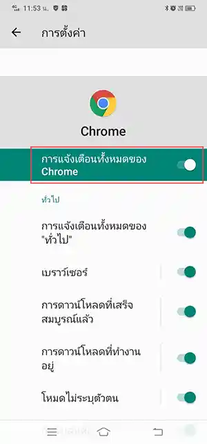 การแจ้งเตือน chrome android