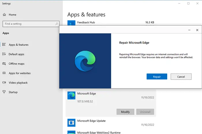 repair app Windows 10