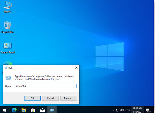 run msconfig