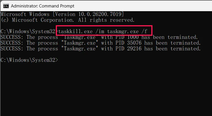 taskkill.exe /im taskmgr.exe /f